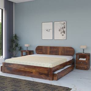 Vintage Home Design Woodwhiz Solid Wood King Size Drawer Storage Bed in Provincial Teak Finish