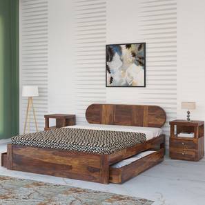 Vintage Home Design Woodwhiz Solid Wood Queen Size Drawer Storage Bed in Provincial Teak Finish