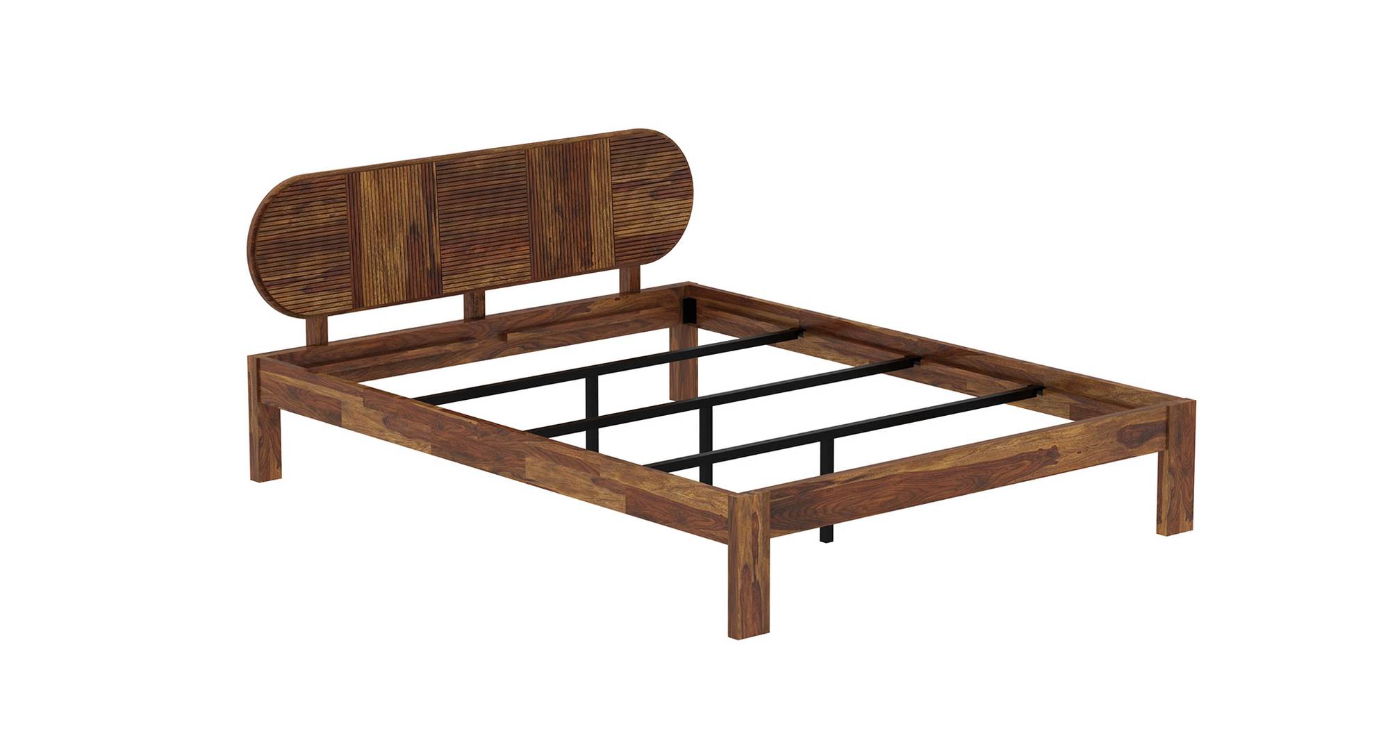Woodwhiz Solid Wood Queen Size Non Storage Bed in Provincial Teak