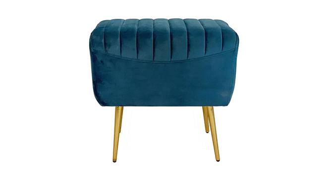 Blue Velvet Pouffe with Golden Legs (Teal) by Urban Ladder - - 