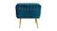 Blue Velvet Pouffe with Golden Legs (Teal) by Urban Ladder - - 