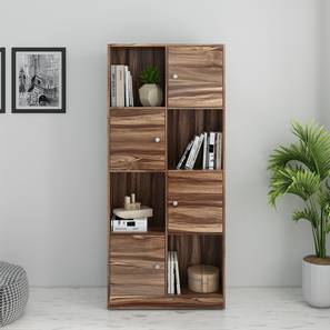 Bookcase Design Rustic Engineered Wood Bookshelf in Asian Walnut Finish