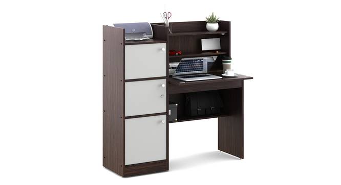Brook Study Table In Wenge & White Color (Wenge & Frosty White Finish) by Urban Ladder - Front View Design 1 - 831069