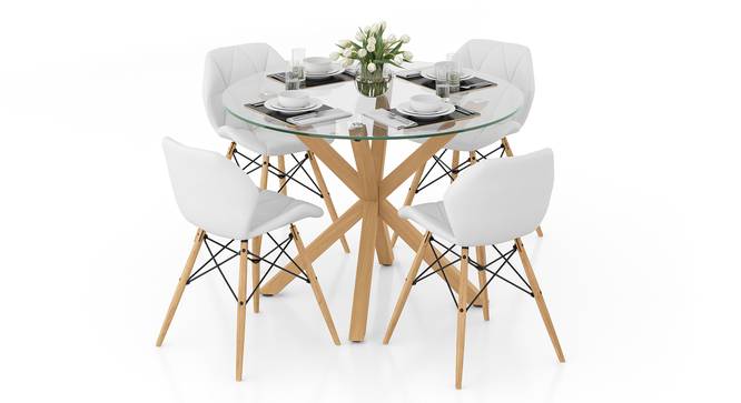 Nobu - Ormond 4 Seater Dining Set (White, Brown Finish) by Urban Ladder - Full View Design 1 - 831126