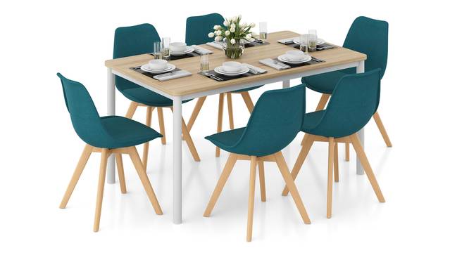 Torres - Pashe 6 Seater Dining Set (Teal, White Finish) by Urban Ladder - Full View Design 1 - 