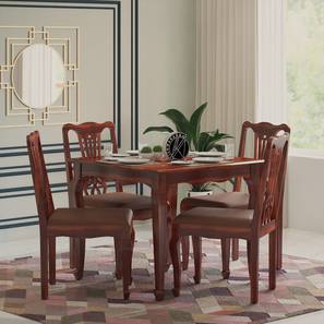 Fabric All 4 Seater Dining Table Sets Design Samuel Solid Wood 4 Seater Dining Set in ( Colour