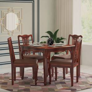 Solid Wood 4 Seater Dining Table Sets Design Samuel Solid Wood 4 Seater Dining Table with Set of 4 Chairs in Urban Teak Finish