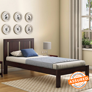 Beds With Mattress Design Durban Solid Wood Non Storage Single Bed With Essential Foam Mattress (Mahogany Finish, Single Bed Size, 78 x 36 in Mattress Size)