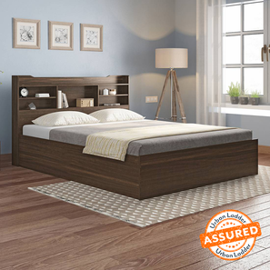 Beds With Mattress Design Sandon Storage Bed With Simplywud Essential Mattress (Queen Bed Size, Classic Walnut Finish)