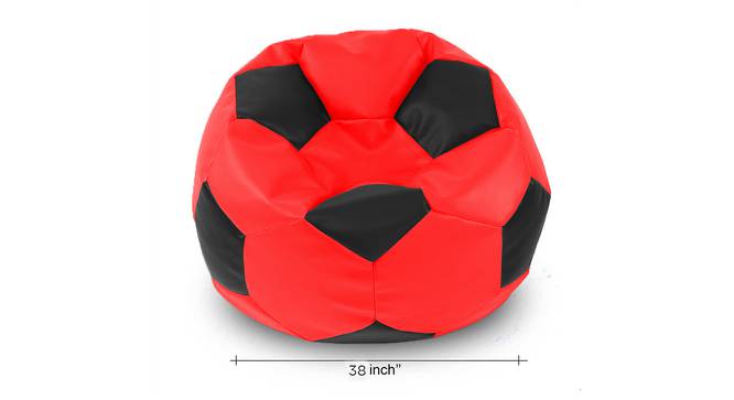 Football Leatherette Bean Bag with Beans (Red & Black, with beans Bean Bag Type, XXXL Bean Bag Size) by Urban Ladder - Design 1 Side View - 831495