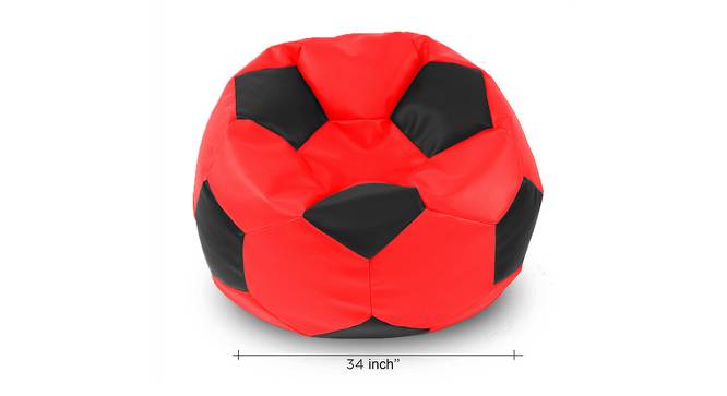 Football Leatherette Bean Bag with Beans (Red & Black, with beans Bean Bag Type, XXL Bean Bag Size) by Urban Ladder - Design 1 Side View - 831499