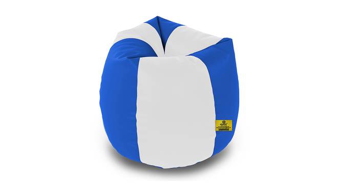 Leatherette Bean Bag with Beans (with beans Bean Bag Type, White & Blue, J Bean Bag Size) by Urban Ladder - Design 1 Side View - 831961