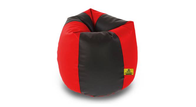 Leatherette Bean Bag with Beans (with beans Bean Bag Type, XXXL Bean Bag Size, Black & Red) by Urban Ladder - Design 1 Side View - 831962