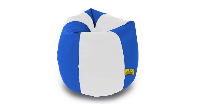 Leatherette Bean Bag with Beans (with beans Bean Bag Type, XXL Bean Bag Size, White & Blue) by Urban Ladder - Design 1 Side View - 831975