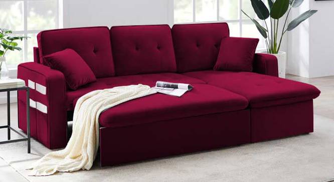 Neptune Sofa cum Bed (Maroon) by Urban Ladder - Front View Design 1 - 832018