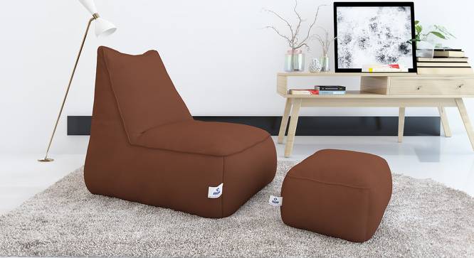 Recliner + Footrest Bean Bag with Beans (Brown, with beans Bean Bag Type, XXXL Bean Bag Size) by Urban Ladder - Front View Design 1 - 832045