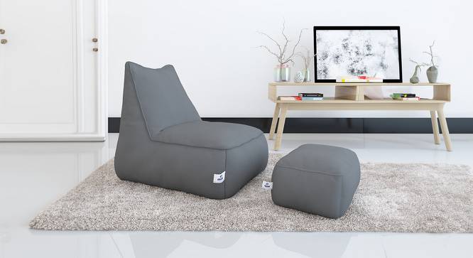 Recliner + Footrest Bean Bag with Beans (Grey, with beans Bean Bag Type, XXXL Bean Bag Size) by Urban Ladder - Front View Design 1 - 832048