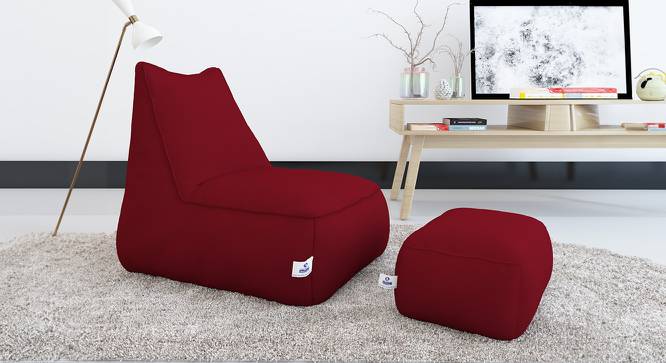 Recliner + Footrest Bean Bag with Beans (Maroon, with beans Bean Bag Type, XXXL Bean Bag Size) by Urban Ladder - Front View Design 1 - 832049