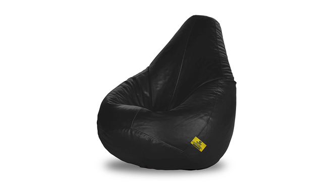 Leatherette Bean Bag with Beans (Black, with beans Bean Bag Type, XXL Bean Bag Size) by Urban Ladder - Front View Design 1 - 832064