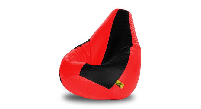 Leatherette Bean Bag with Beans (with beans Bean Bag Type, Black & Red, J Bean Bag Size) by Urban Ladder - Front View Design 1 - 832068