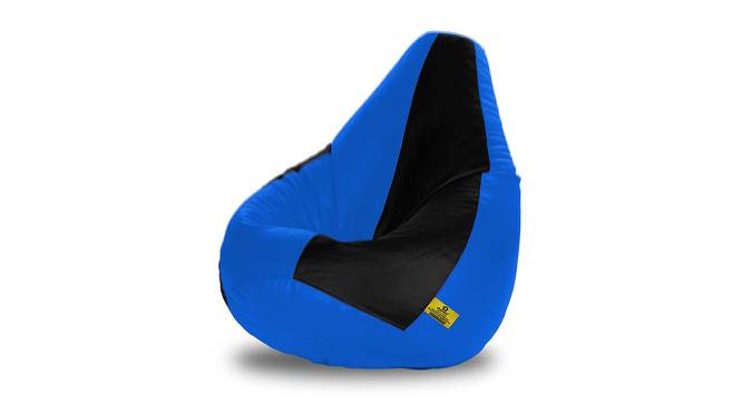Leatherette Bean Bag with Beans (with beans Bean Bag Type, Black & Blue, J Bean Bag Size) by Urban Ladder - Front View Design 1 - 832069