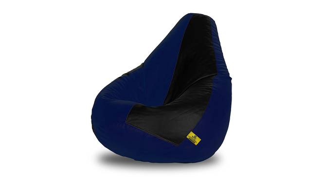 Leatherette Bean Bag with Beans (with beans Bean Bag Type, Navy Blue & Black, J Bean Bag Size) by Urban Ladder - Front View Design 1 - 832072