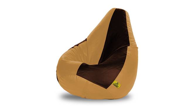 Leatherette Bean Bag with Beans (with beans Bean Bag Type, XXL Bean Bag Size, Beige & Brown) by Urban Ladder - Front View Design 1 - 832075