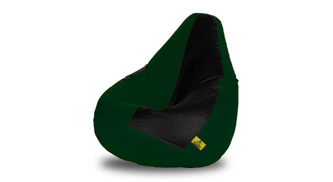 Leatherette Bean Bag with Beans (with beans Bean Bag Type, XXL Bean Bag Size, Green & Black) by Urban Ladder - Front View Design 1 - 832076