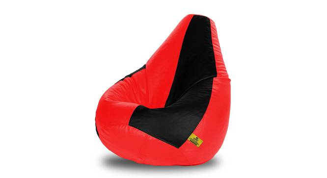 Leatherette Bean Bag with Beans (with beans Bean Bag Type, XXXL Bean Bag Size, Black & Red) by Urban Ladder - Front View Design 1 - 832171