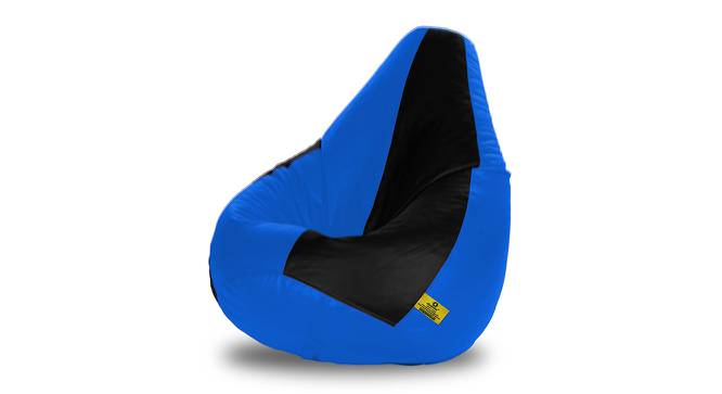 Leatherette Bean Bag with Beans (with beans Bean Bag Type, XXXL Bean Bag Size, Black & Blue) by Urban Ladder - Front View Design 1 - 832173