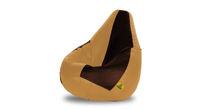 Leatherette Bean Bag with Beans (with beans Bean Bag Type, XXXL Bean Bag Size, Beige & Brown) by Urban Ladder - Front View Design 1 - 832175