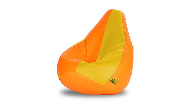 Leatherette Bean Bag with Beans (with beans Bean Bag Type, XXXL Bean Bag Size, Orange & Yellow) by Urban Ladder - Front View Design 1 - 832180