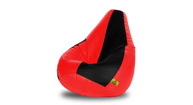 Leatherette Bean Bag with Beans (with beans Bean Bag Type, XXL Bean Bag Size, Black & Red) by Urban Ladder - Front View Design 1 - 832184