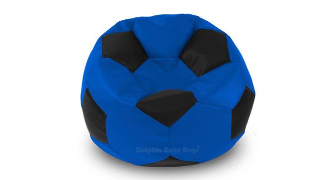 Football Leatherette Bean Bag with Beans (with beans Bean Bag Type, XXXL Bean Bag Size, Blue & Black) by Urban Ladder - Front View Design 1 - 832201