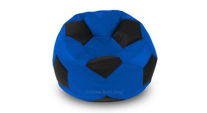 Football Leatherette Bean Bag with Beans (with beans Bean Bag Type, XXL Bean Bag Size, Blue & Black) by Urban Ladder - Front View Design 1 - 832214