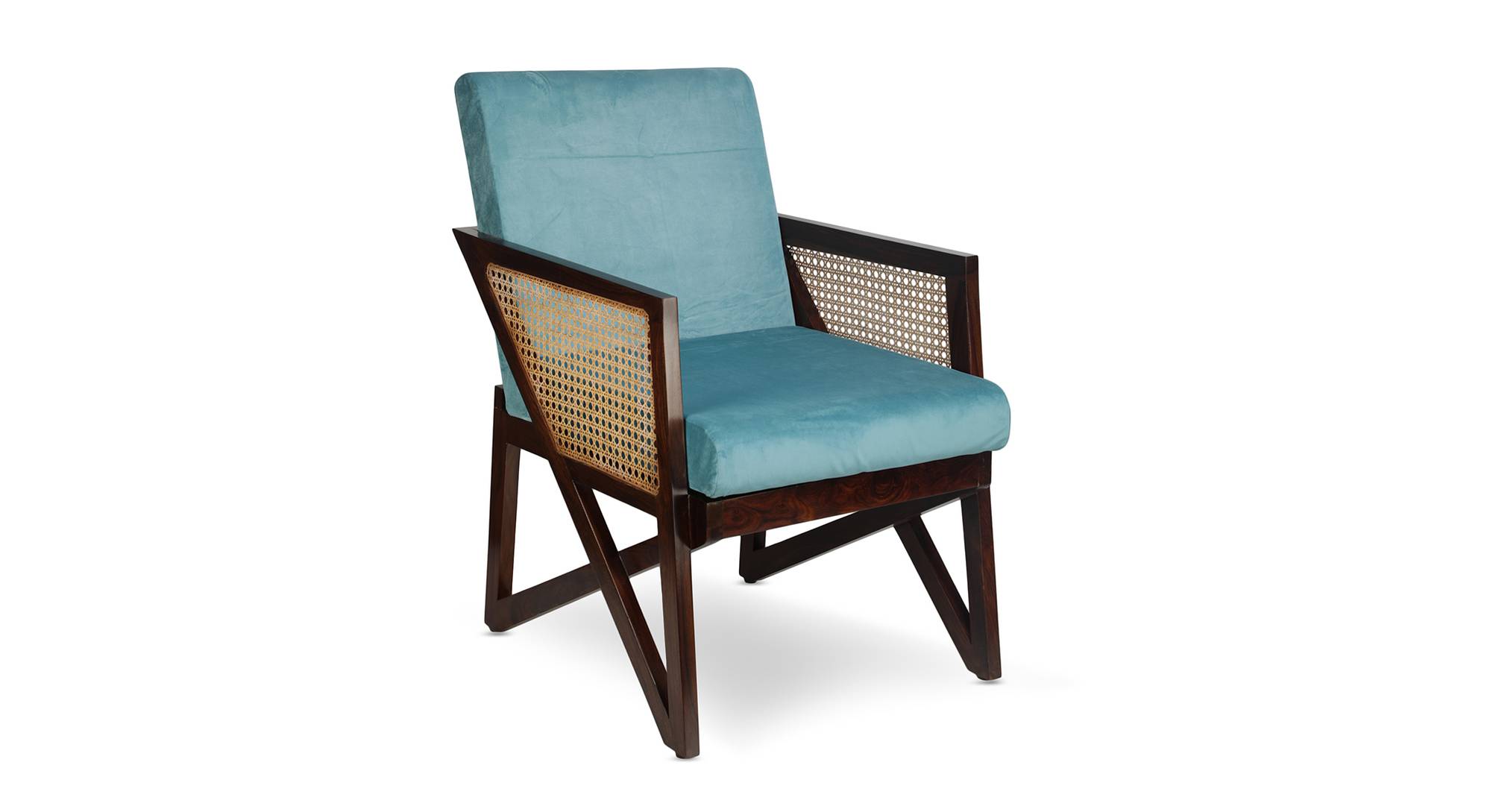 Xavier Fabric Accent Chair in Blue Colour Urban Ladder