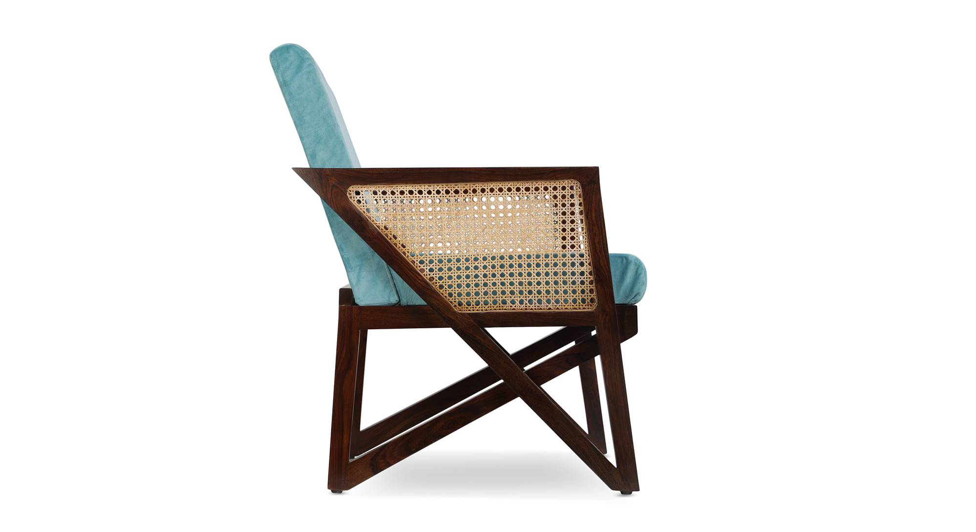 Xavier Fabric Accent Chair in Blue Colour Urban Ladder