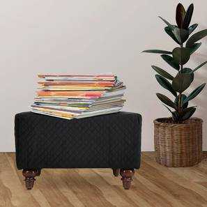 New Arrivals Living Room Furniture Design Alaric Solid Wood Ottoman (Black)