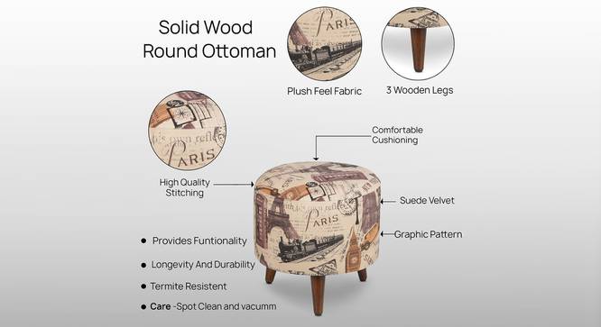 Ryder Solid Wood Ottoman (Beige) by Urban Ladder - - 