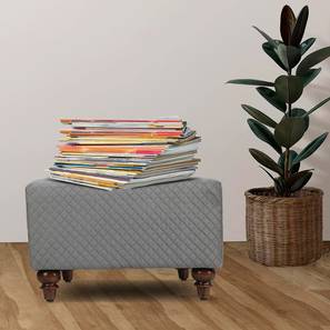 Ottomans In Bangalore Design Astrid Solid Wood Ottoman (Grey)