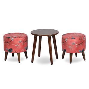 Ottomans Design Serenity Solid Wood Ottoman - Set of 3 (Red)