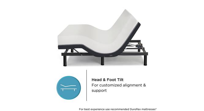 Wave Plus King Size Adjustable Bed with Under Bed Lighting, Massage and sleep  modes with Headboard (Queen Bed Size, Dark Grey Finish) by Urban Ladder - Front View Design 1 - 834464