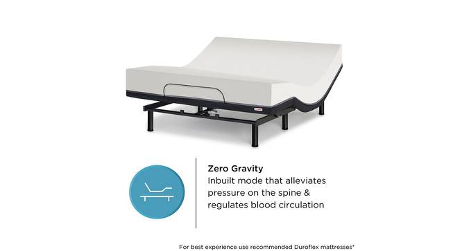Wave King Size Adjustable Bed with Zero Gravity Comfort and Anti-Snore Sleep Modes  with Headboard (Queen Bed Size, Dark Grey Finish) by Urban Ladder - Design 1 Side View - 834468