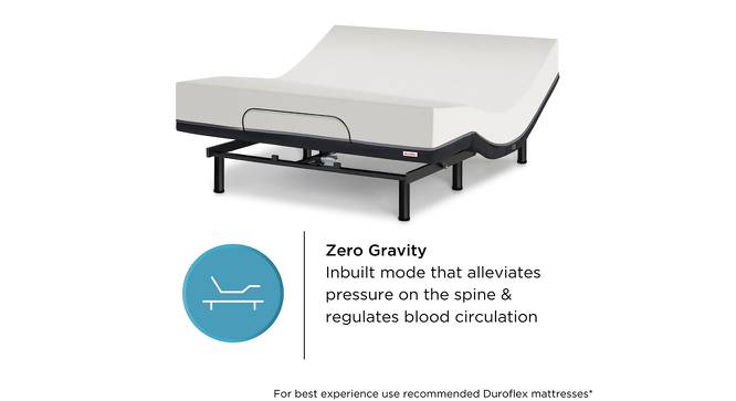 Wave Plus King Size Adjustable Bed with Under Bed Lighting, Massage and sleep  modes with Headboard (Queen Bed Size, Dark Grey Finish) by Urban Ladder - Design 1 Side View - 834472