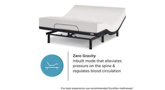 Wave Plus King Size Adjustable Bed with Under Bed Lighting, Massage and sleep  modes with Headboard (King Bed Size, Dark Grey Finish) by Urban Ladder - Design 1 Side View - 834473