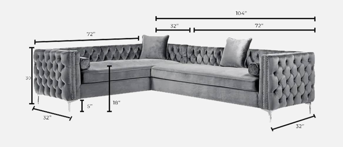 Carmel Sectional Fabric Sofa (Grey) Urban Ladder