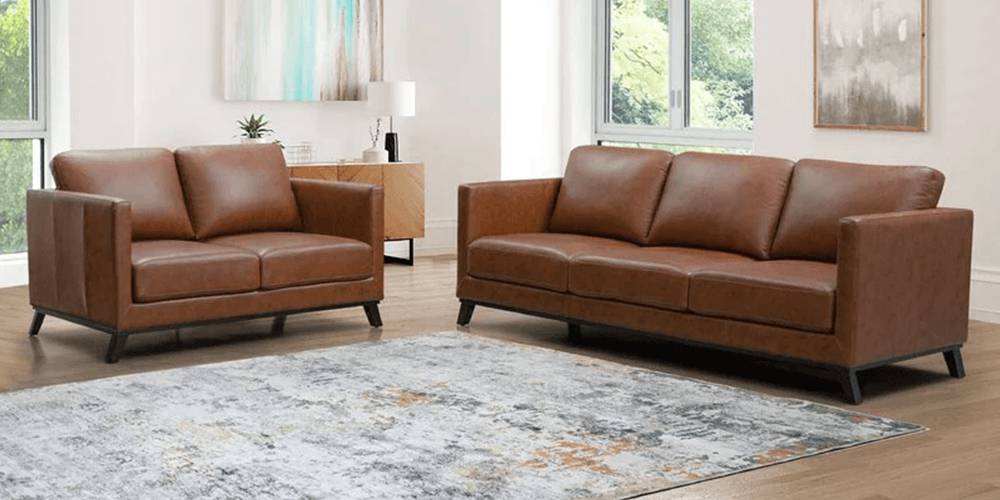 Drake Leatherette Sofa Set (Black) Urban Ladder