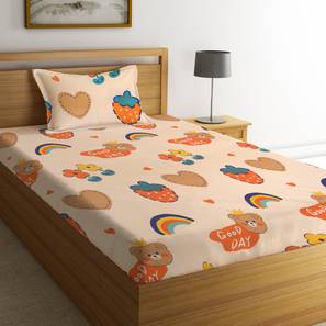 Bedsheets Design Multicolor Cartoon 300 TC Cotton Blend Single Size Bedsheet