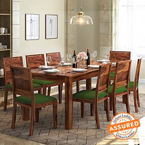 All 8 Seater Dining Table Sets Design Arabia XXL - Oribi 8 Seater Dining Table Set (Teak Finish, Avocado Green)