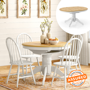 Dining Tables And Chairs Design Beverly 4 to 6 Extendable Dining table with 4 Beverly Dining Chairs in White Finish (Two-Tone Finish)
